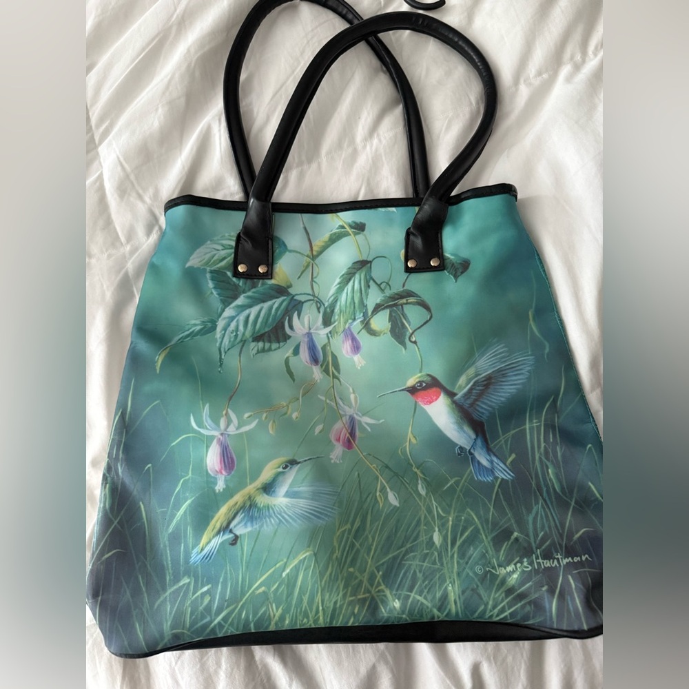 Hummingbird Nature bag - Teal and Black hummingbird bird bag